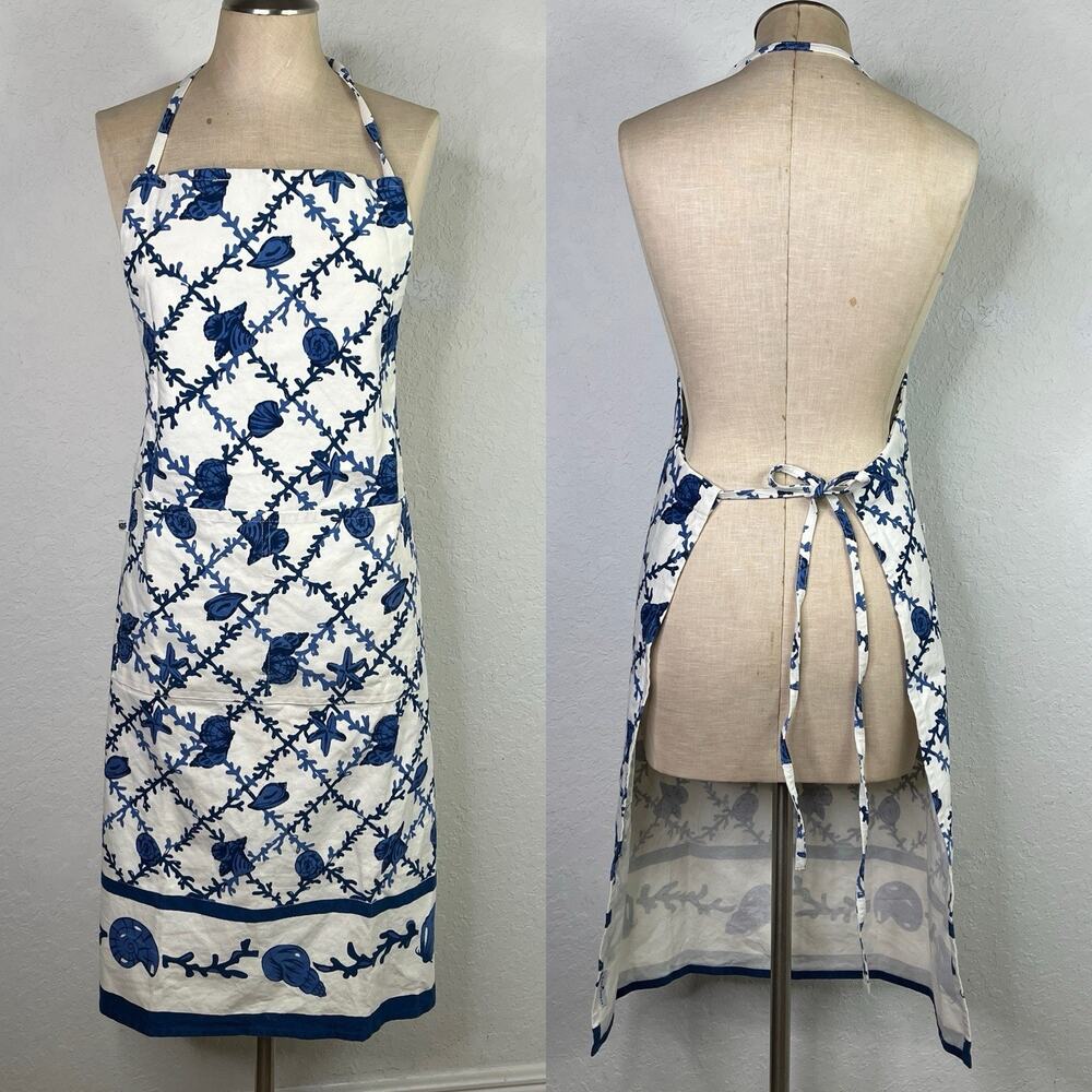 Pomegranate Sealife Print 100 % Cotton Apron One Size, Kitchen Accessory, Cook